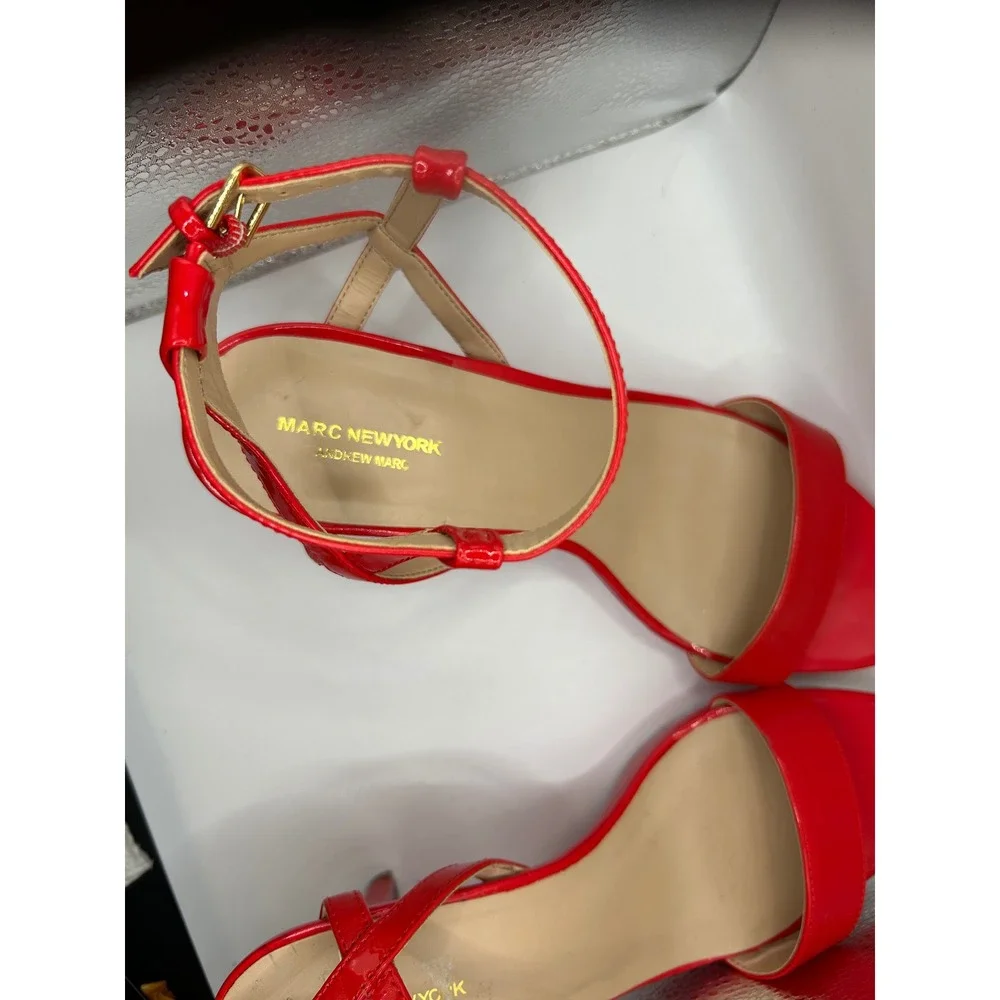 Marc New York Red Patent Leather‎ Ankle Strap Stiletto Heels Women Size 9.5